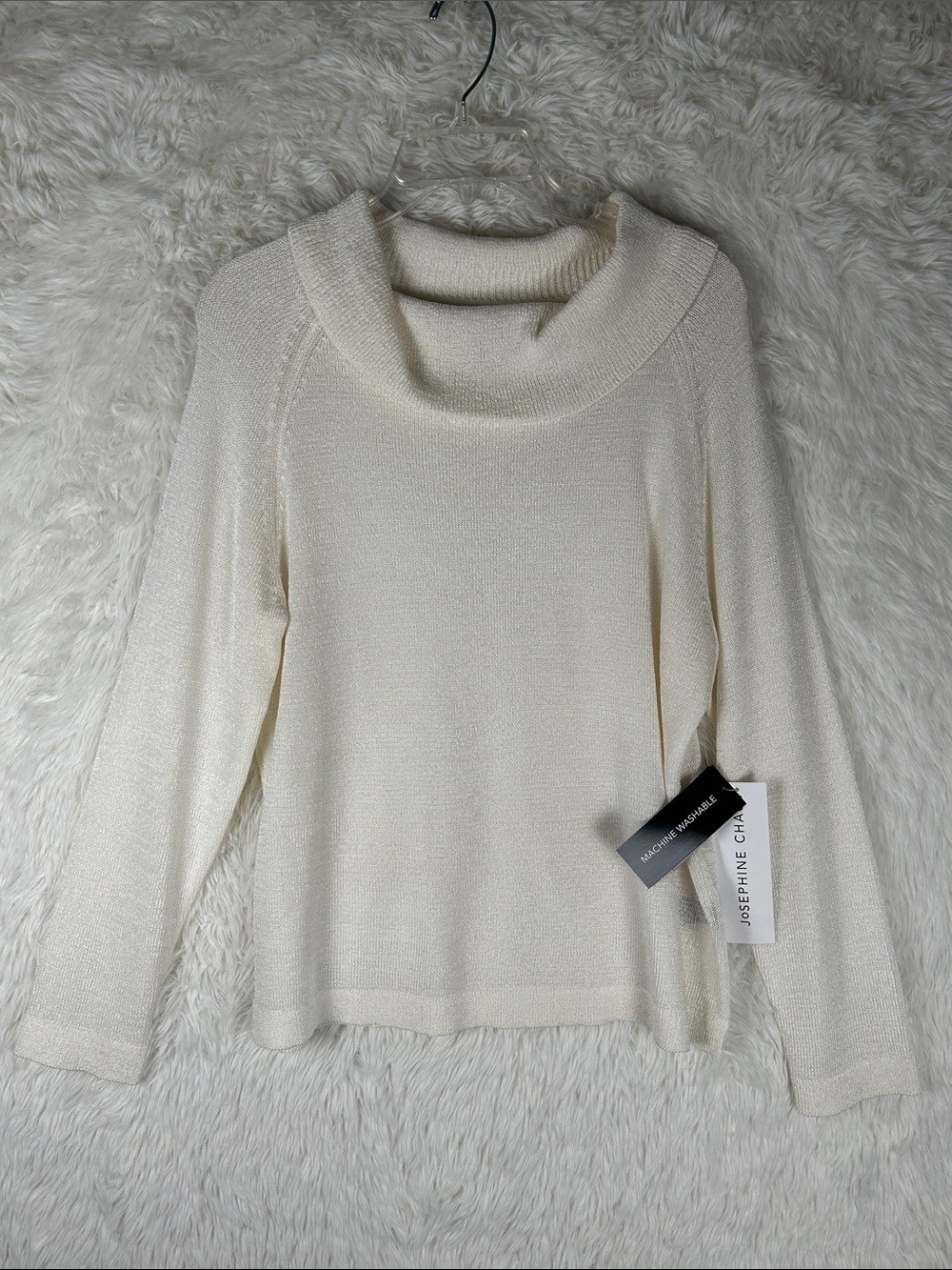 Josephine Chaus Ivory Cowl Neck Lightweight Sweater